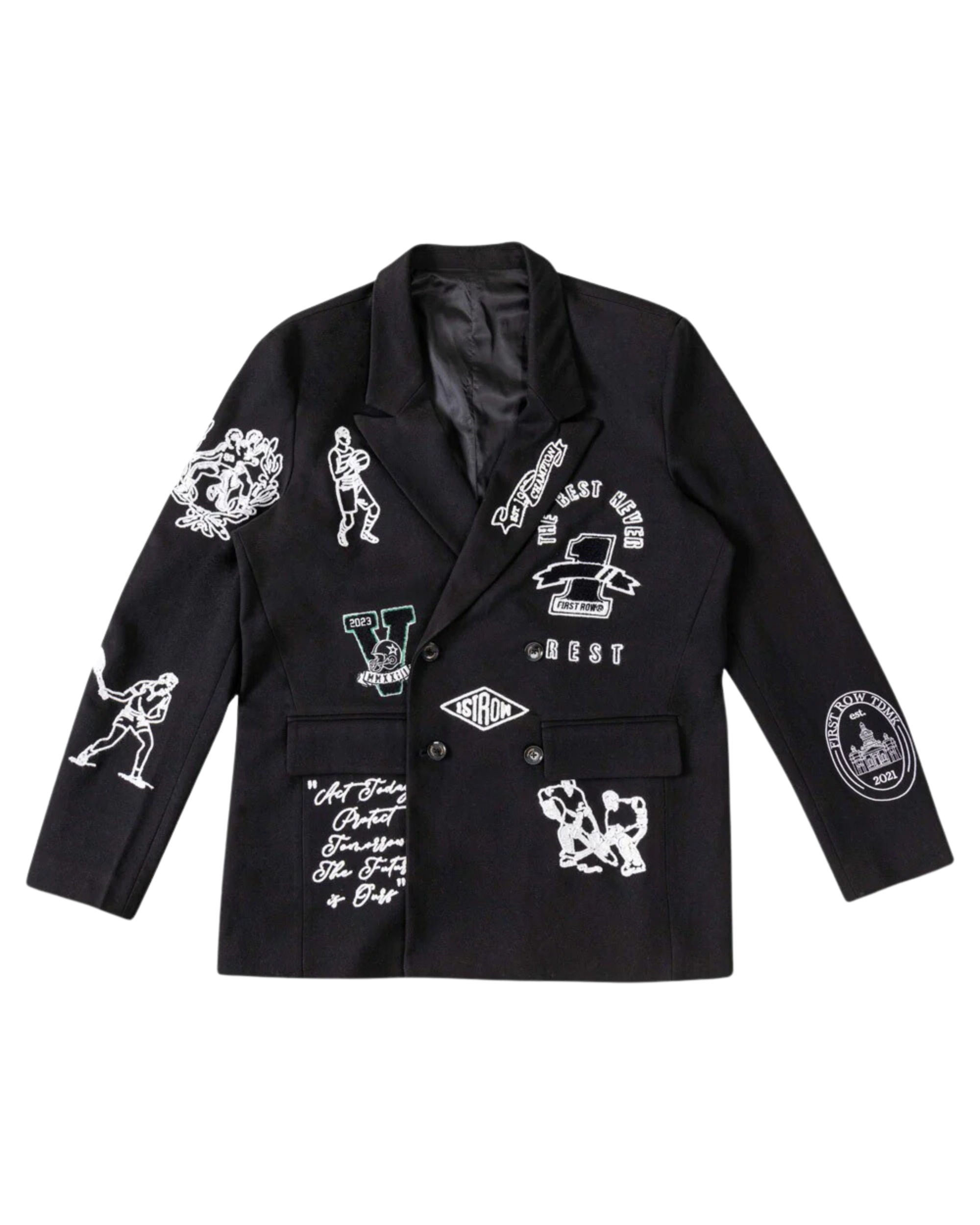 Multi Patches Double Breasted Blazer