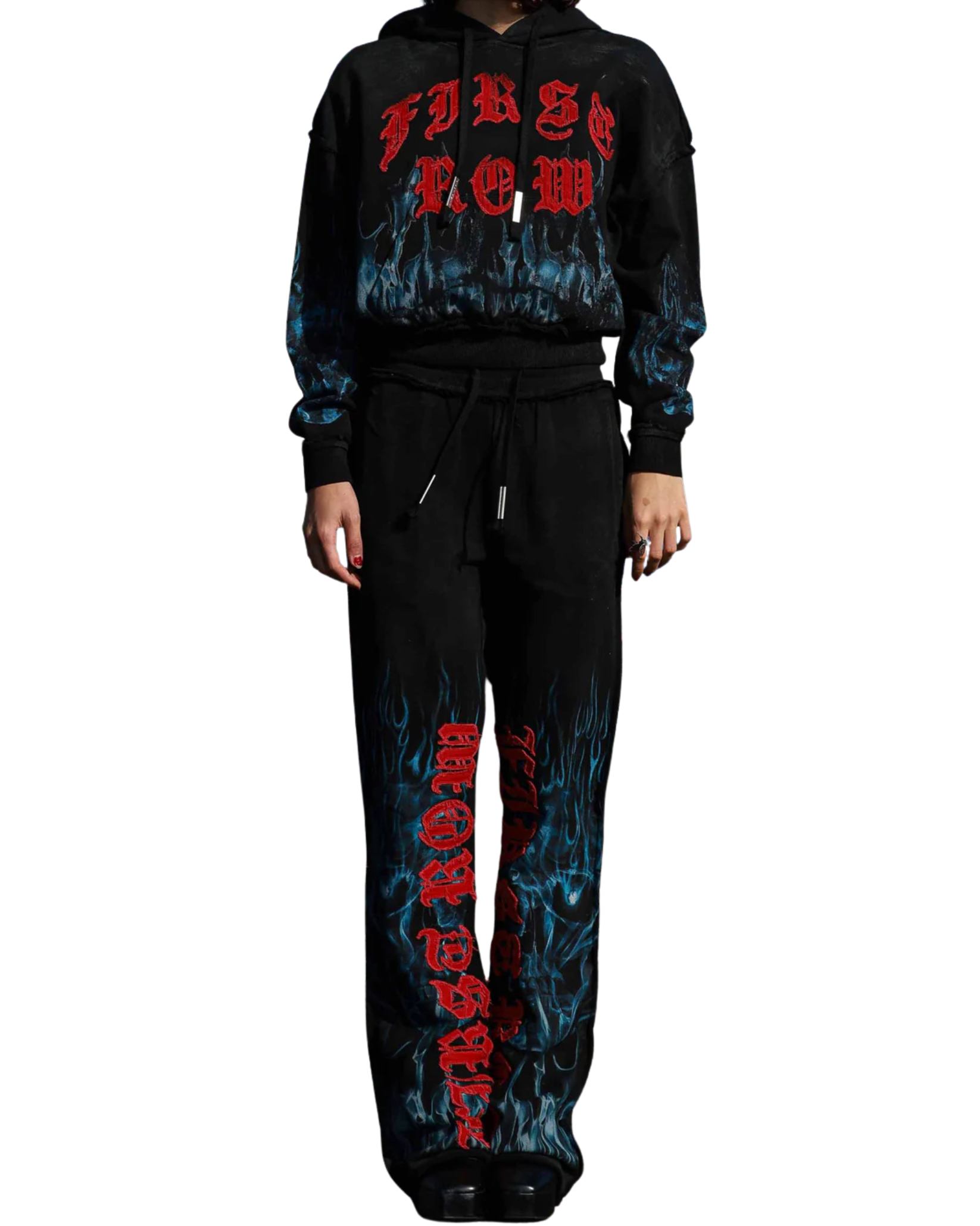 Wake Up And Be Fierce Flame Appliqué Hoodie