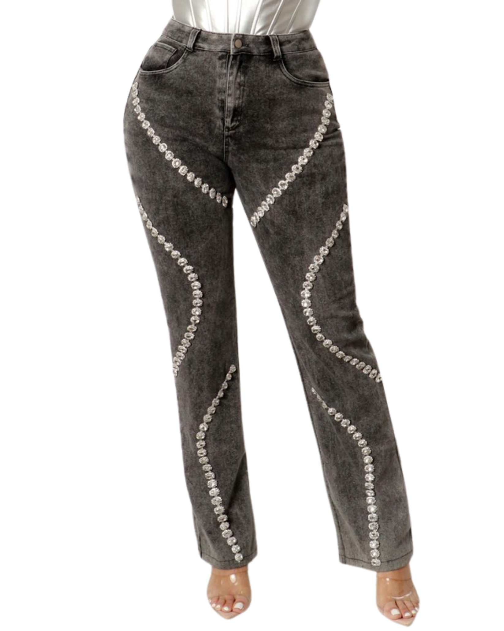 Rhinestone Crafted Denim Jean