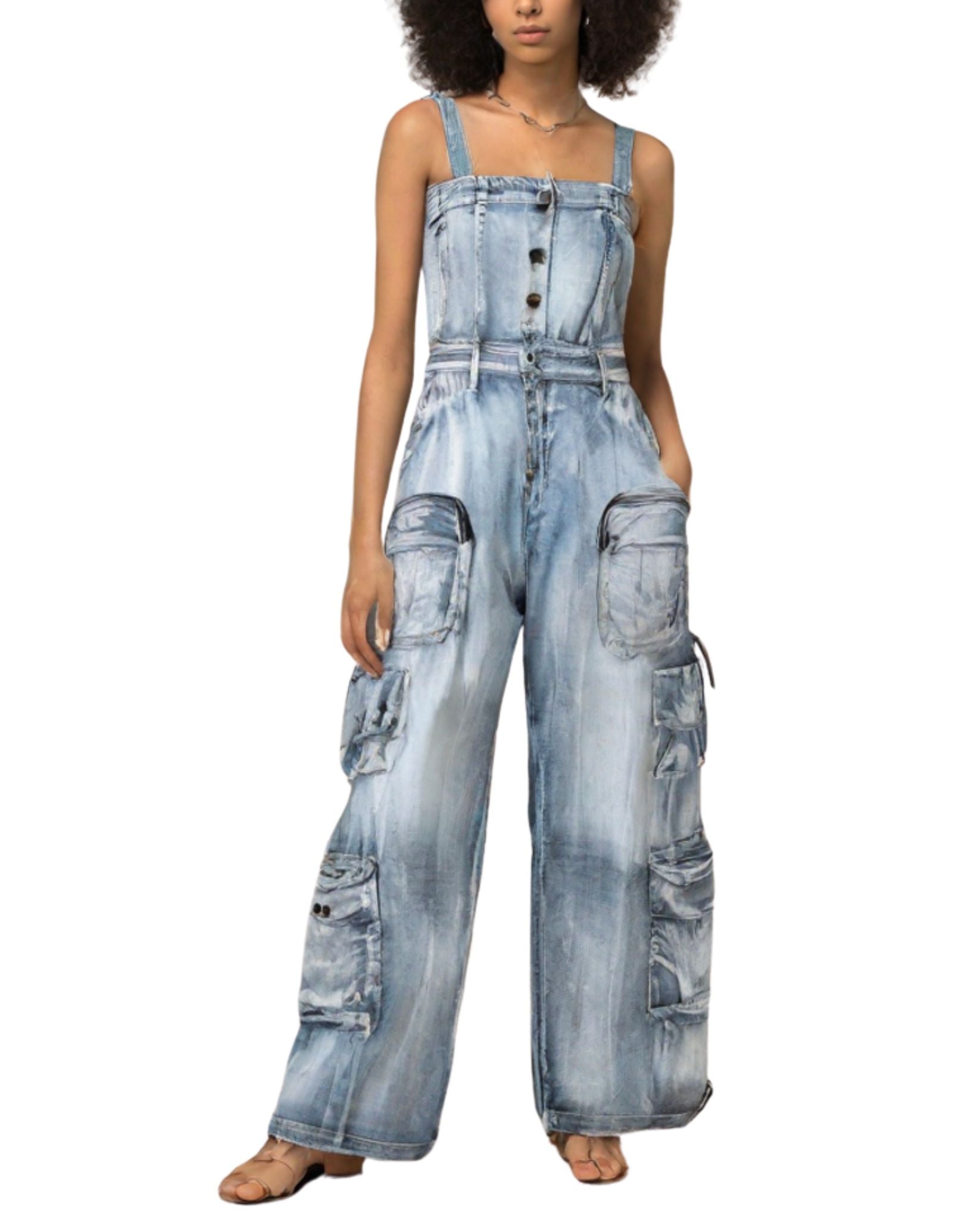 Cargo Denim Jumpsuit P25223
