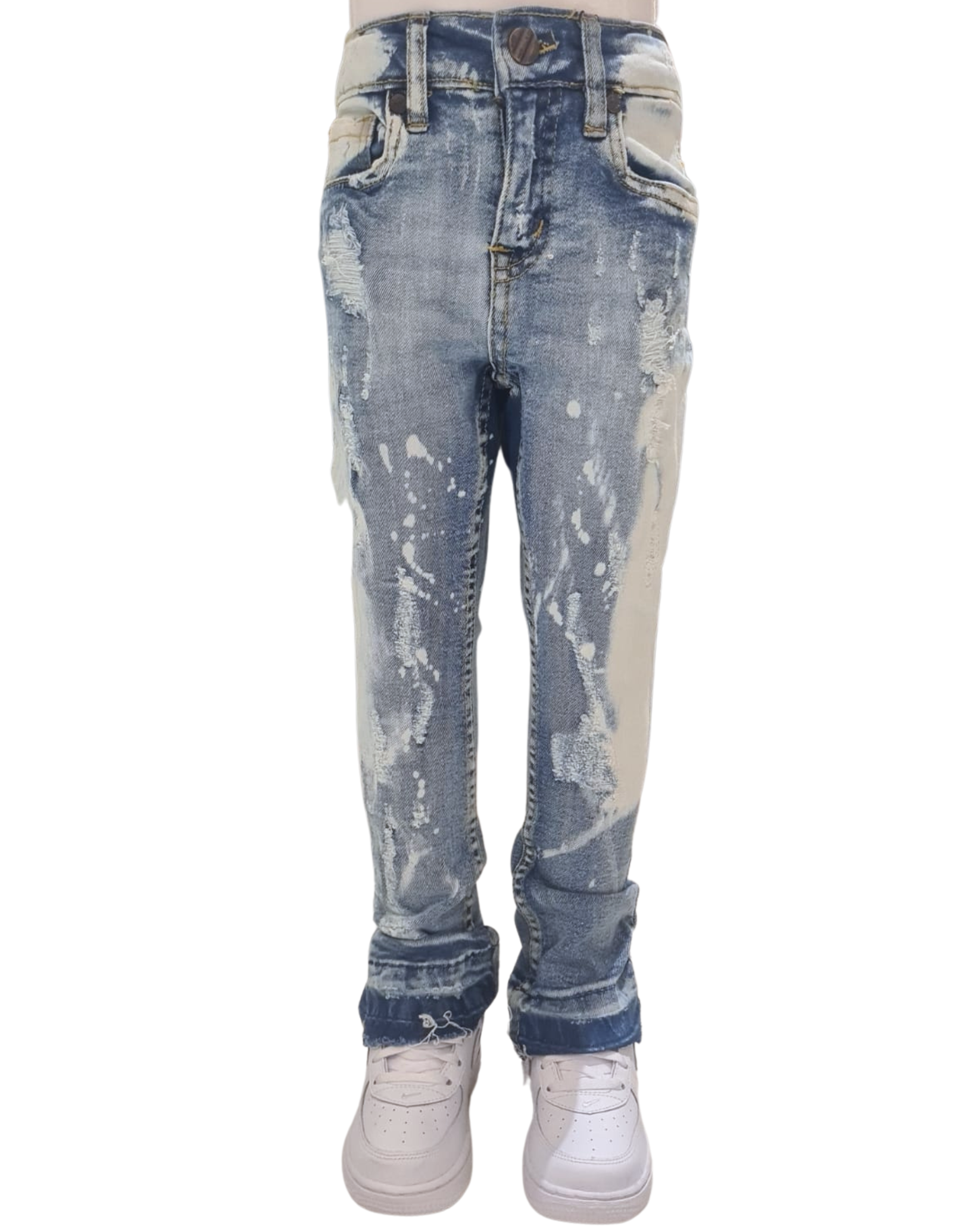 Kids Bleach Stacked Jeans 33979