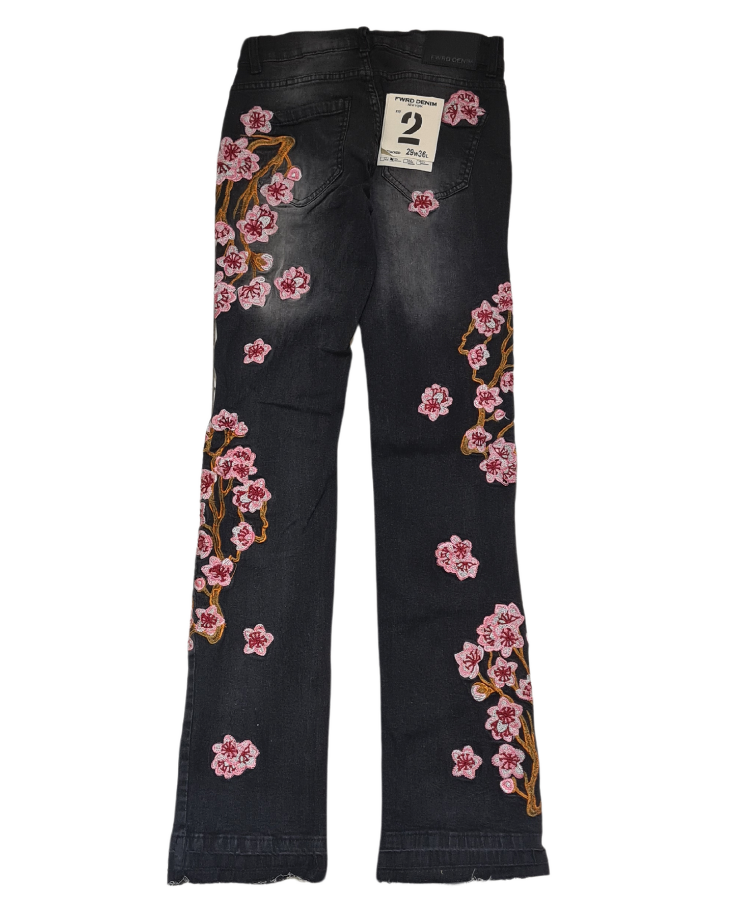 Flowers Print Stacked Jeans 330123