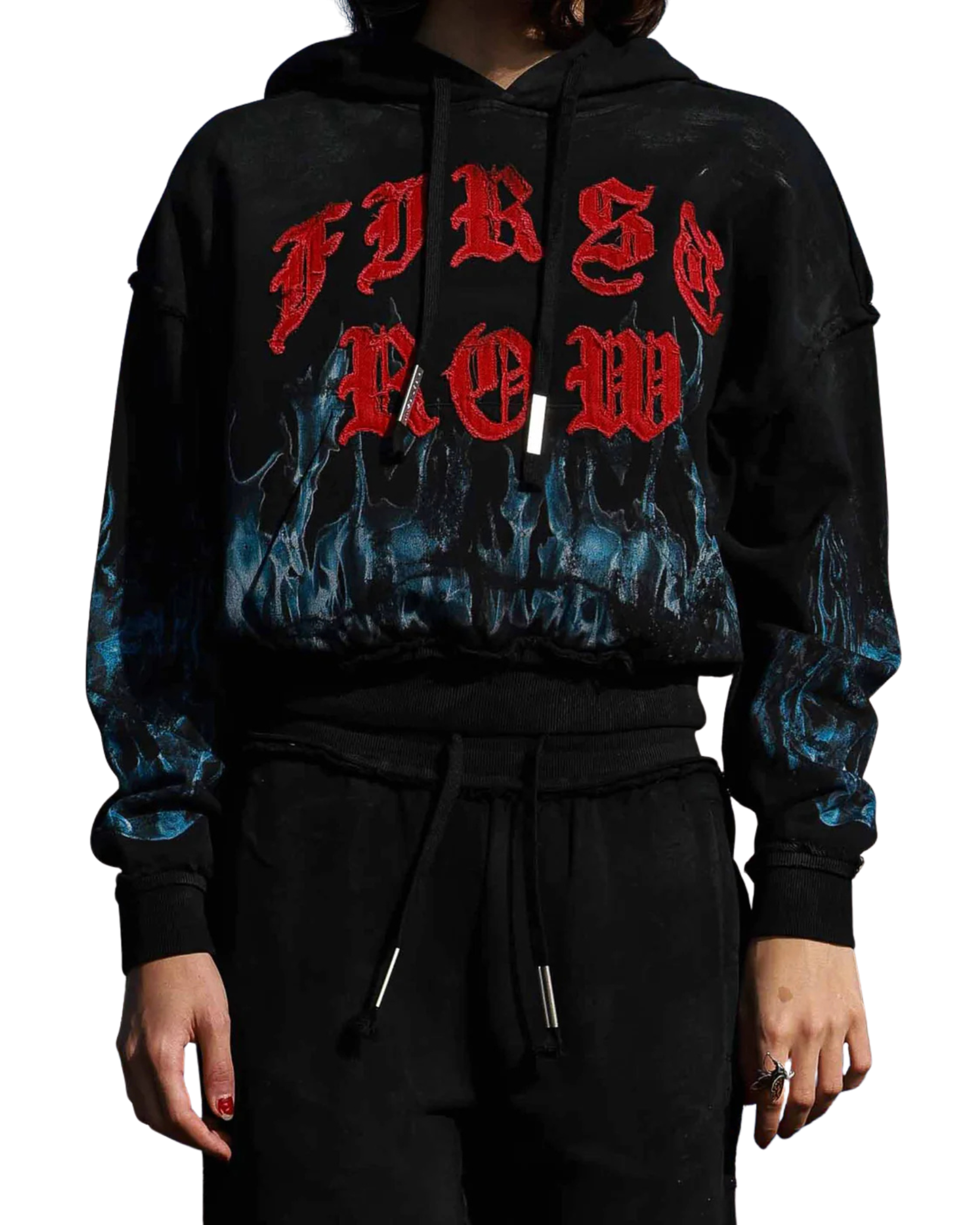 Wake Up And Be Fierce Flame Appliqué Hoodie