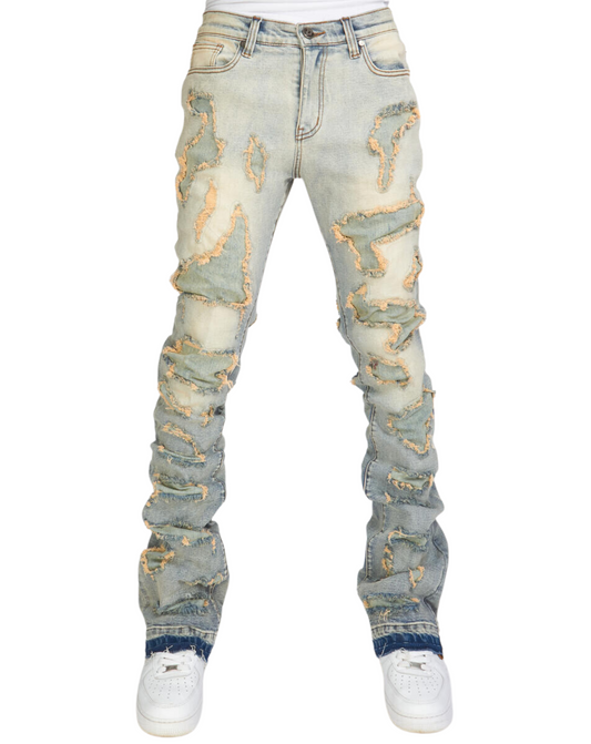 Galil 503 Stacked Distressed Denim Jeans