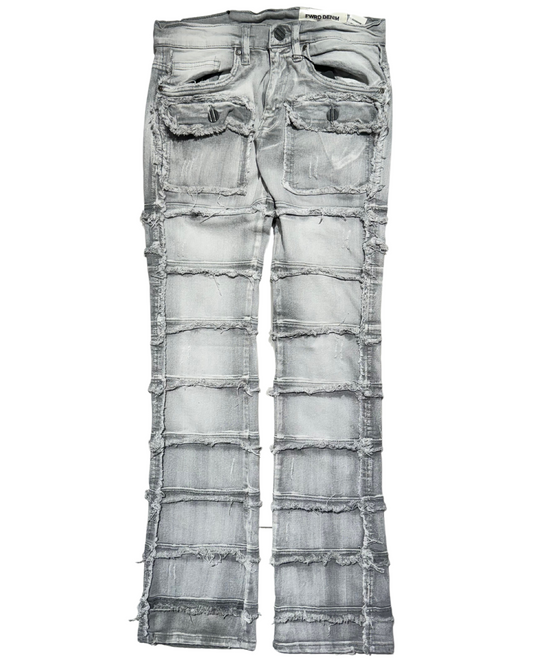 Patchwork Stacked Jeans 33958