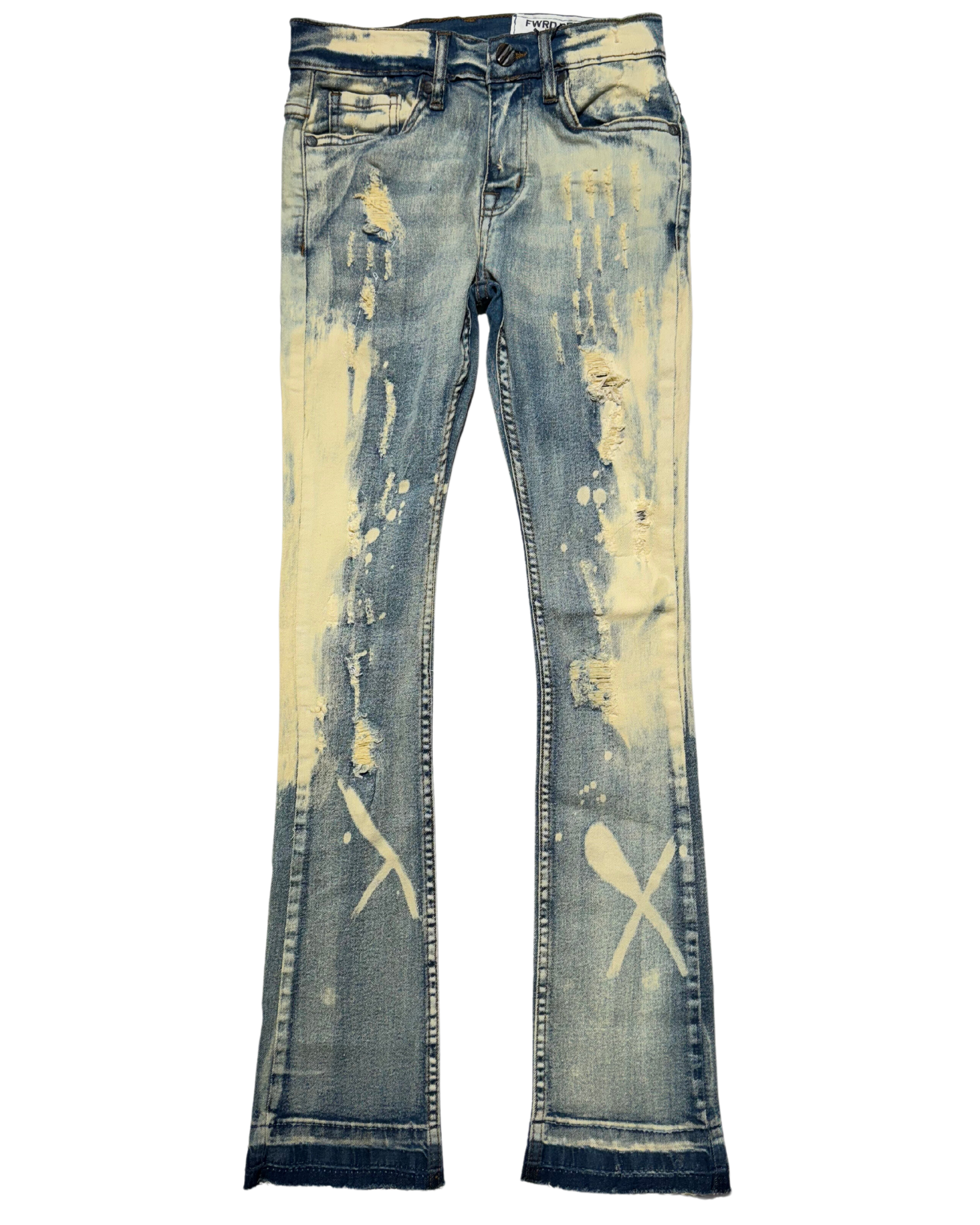 Kids Bleach Stacked Jeans 33979