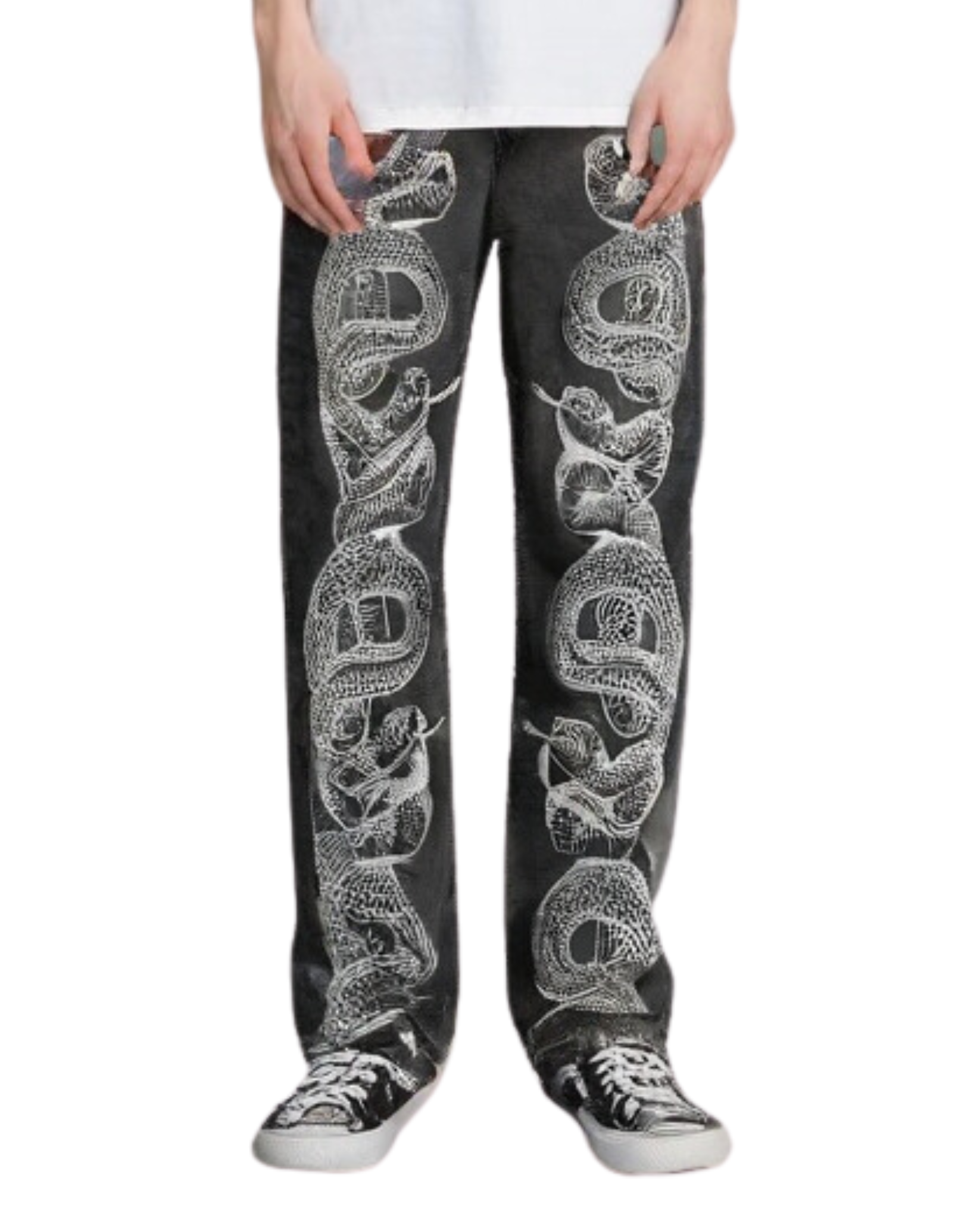 Snake Printed Denim Jean