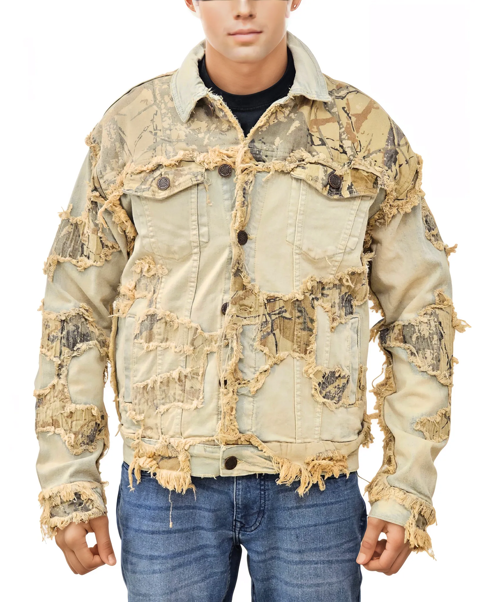 Denim Camo Patch Jacket