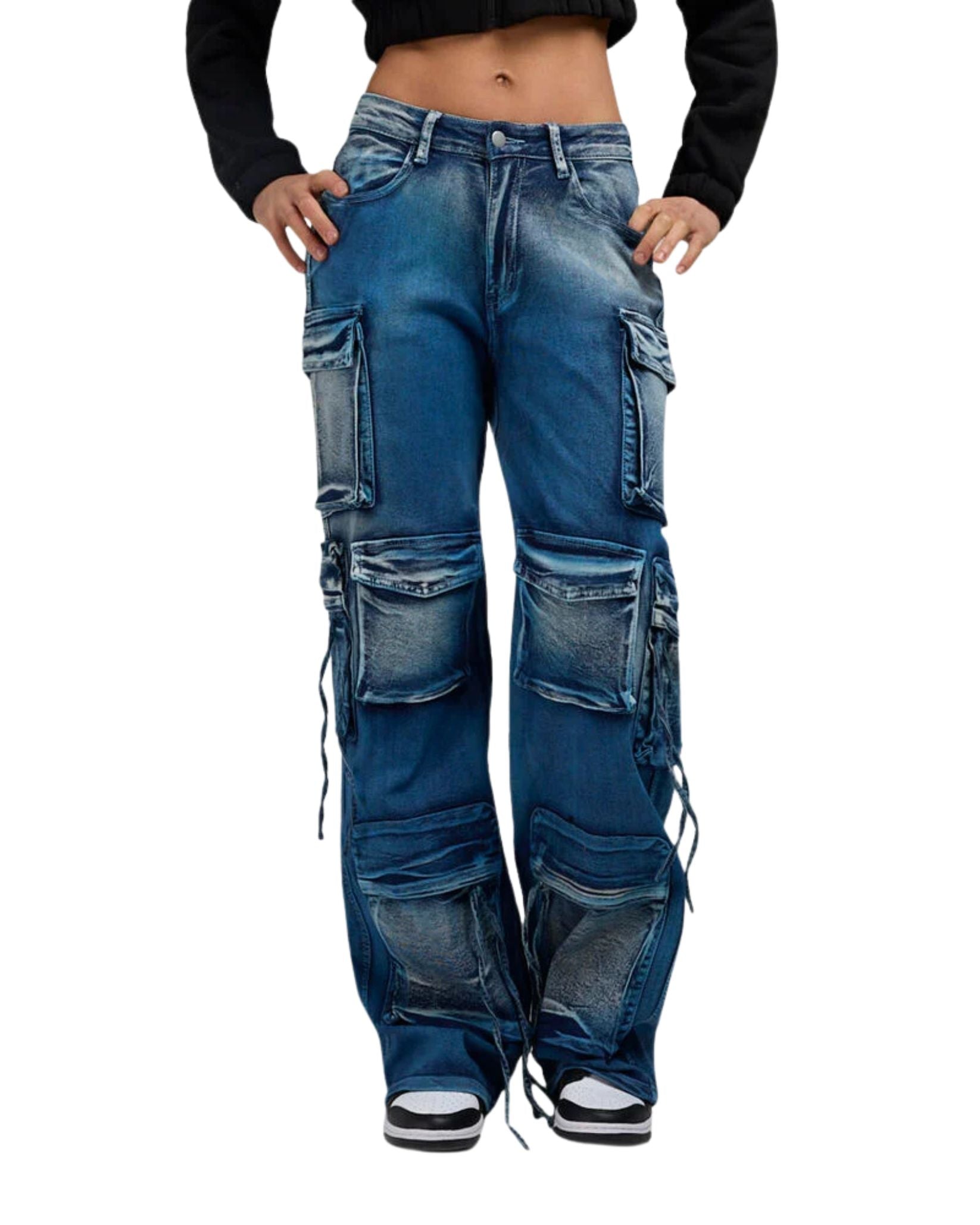Colored Washed Cargo Denim