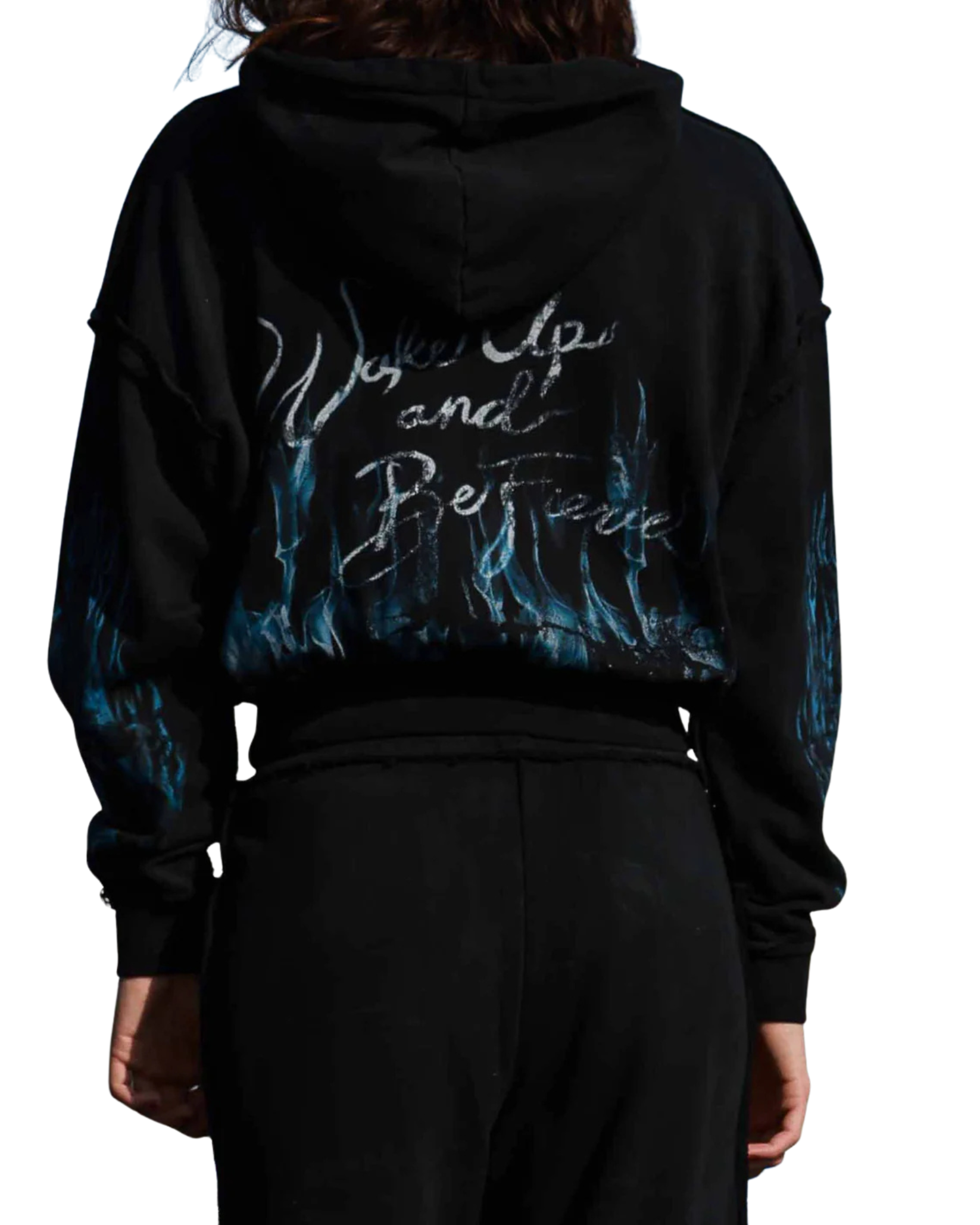 Wake Up And Be Fierce Flame Appliqué Hoodie