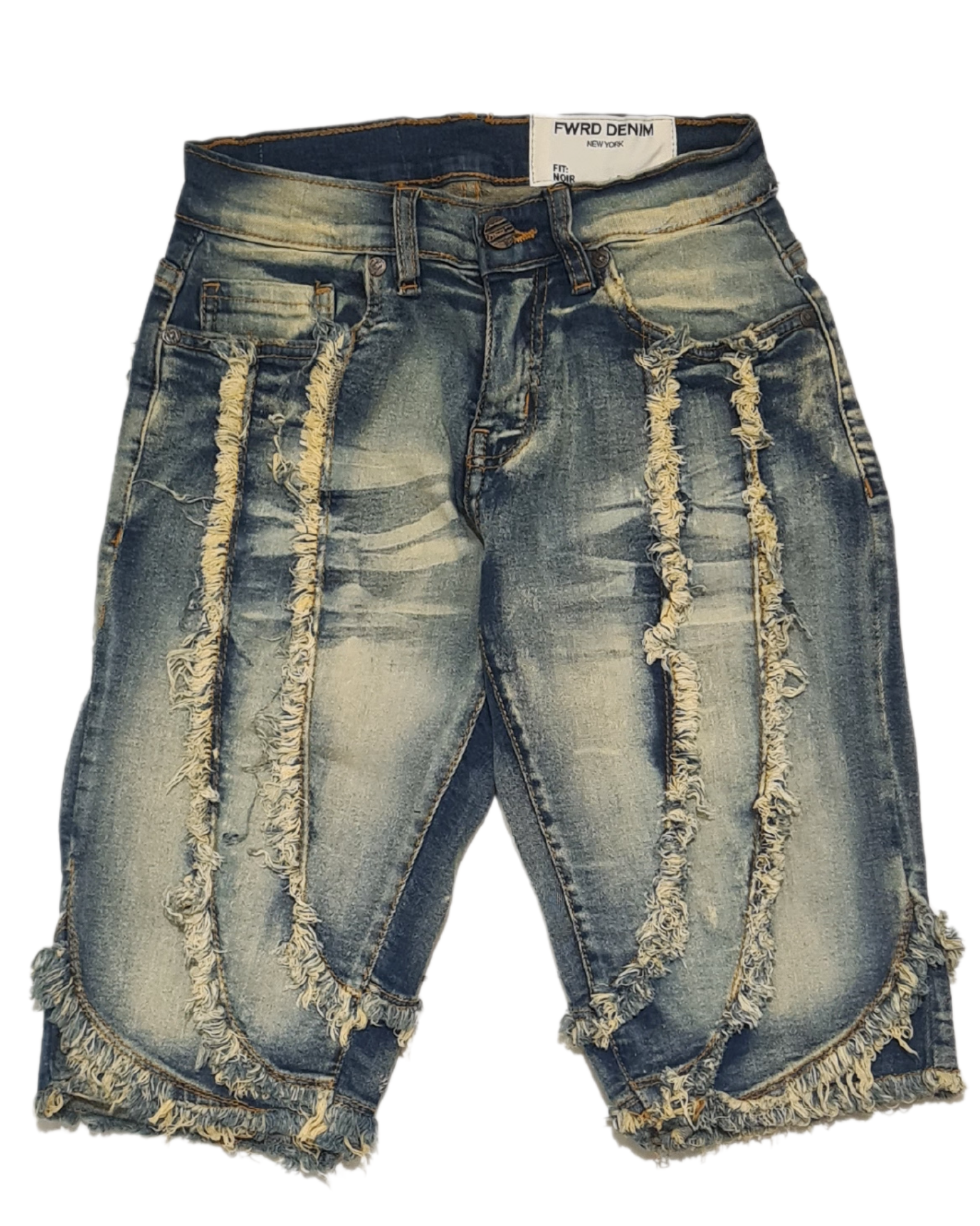 Kids Wavy Patchwork Denim Shorts 22924