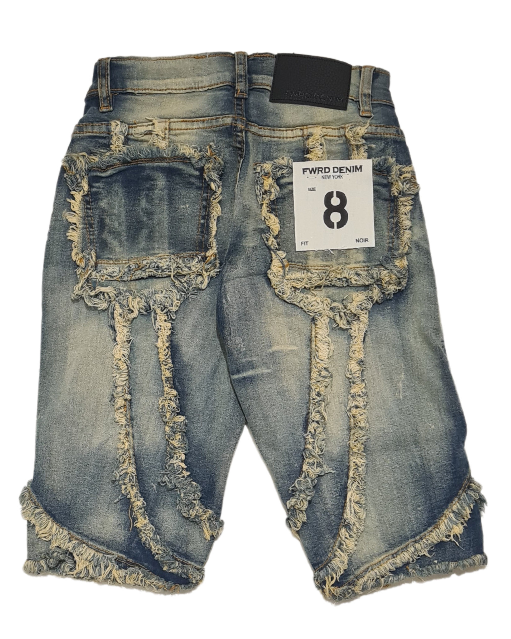 Kids Wavy Patchwork Denim Shorts 22924