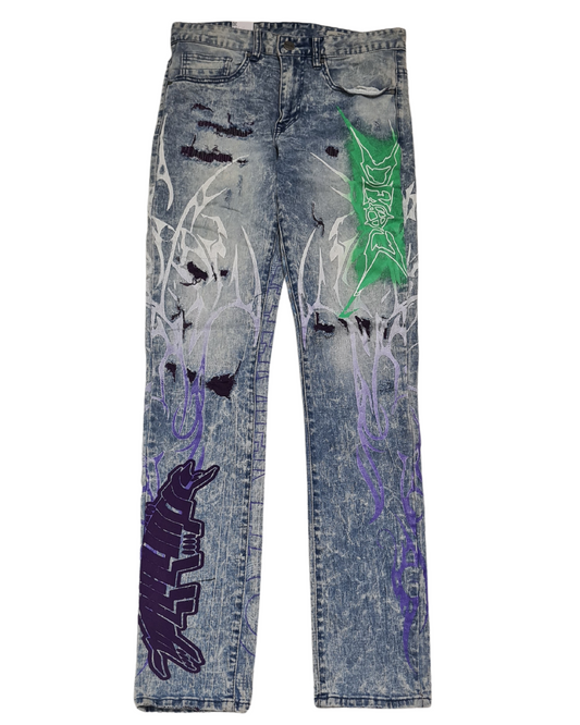 Tribal Print Memento Slim Fit Jeans