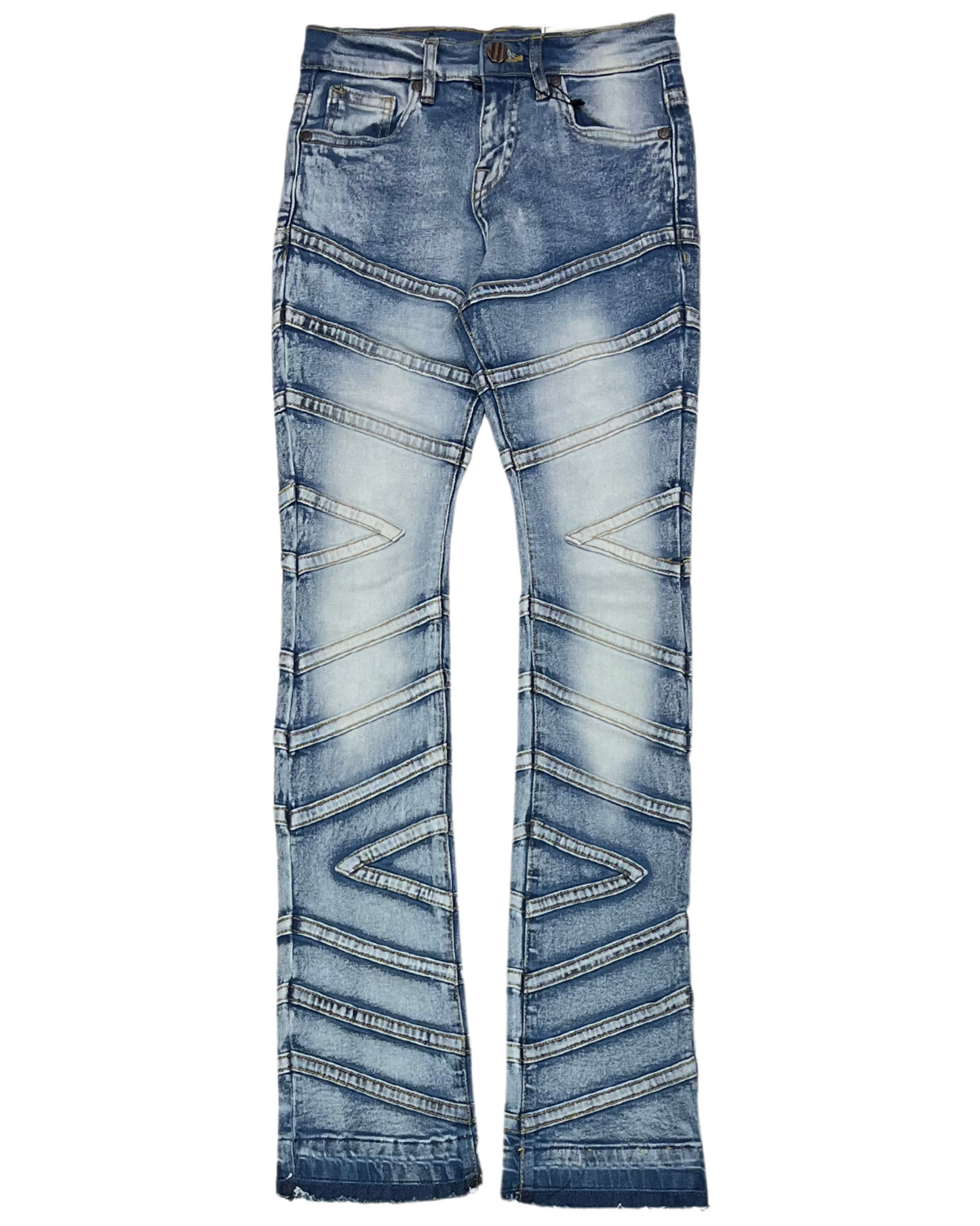 Kids Zig Zag Stacked Denim Jeans 33894