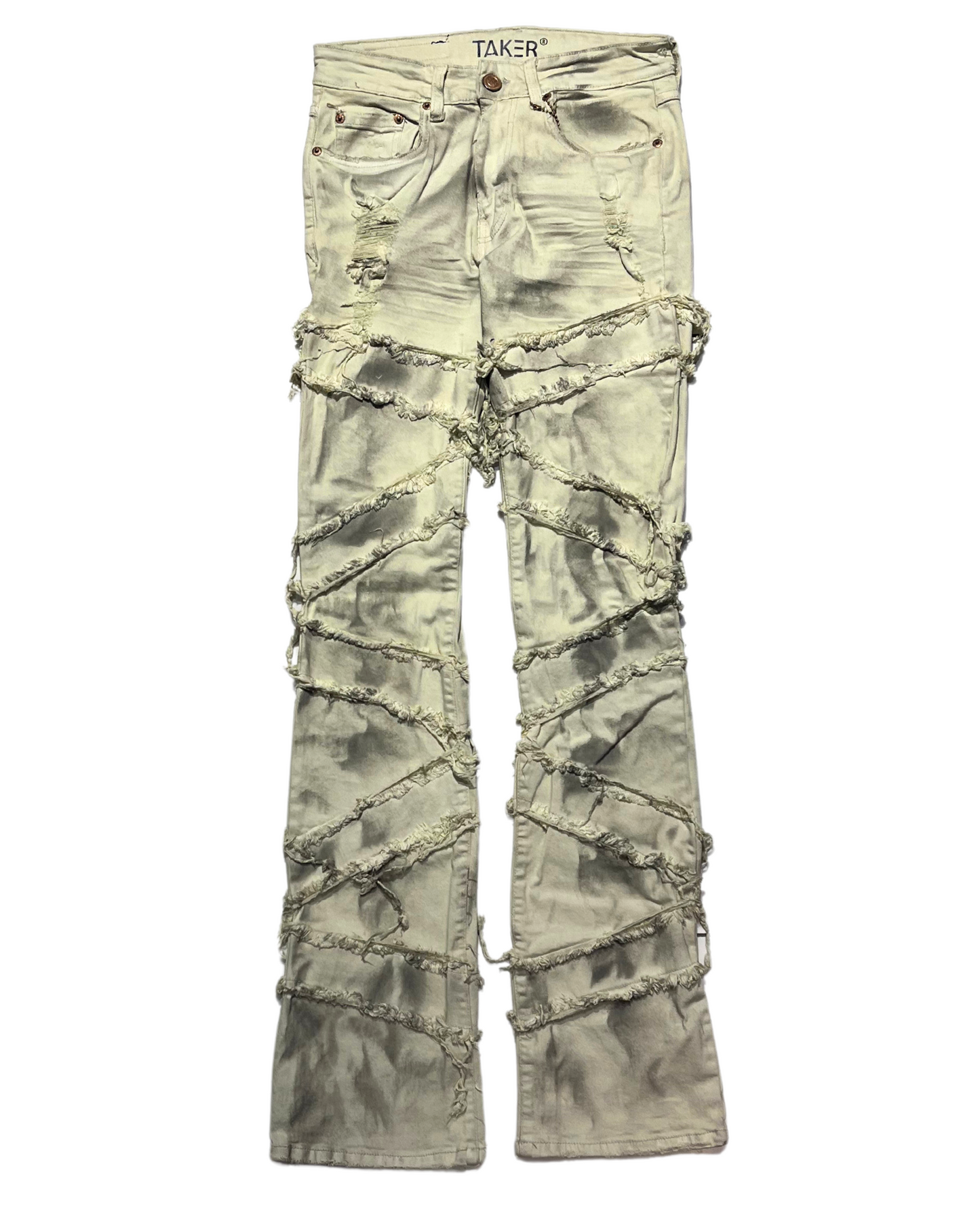 Smoke Pattern Stacked Jeans 2084