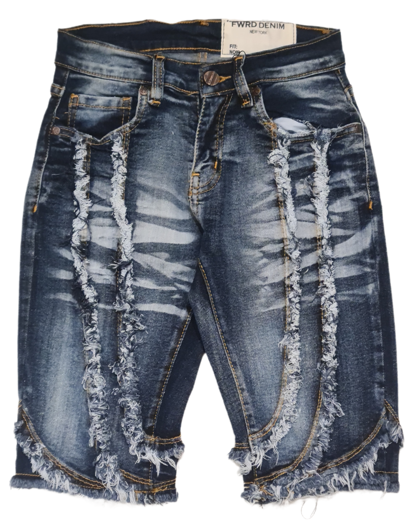 Kids Wavy Patchwork Denim Shorts 22924