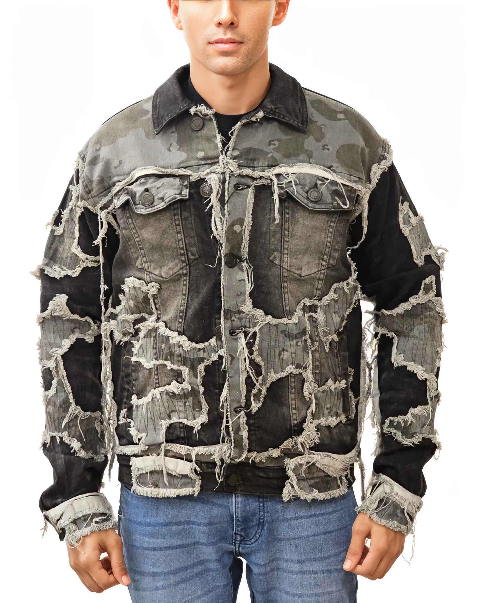 Denim Camo Patch Jacket