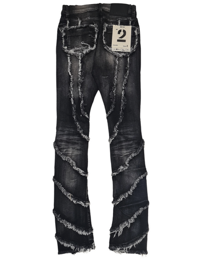 Kids Wavy Patchwork Stacked Jeans 330090