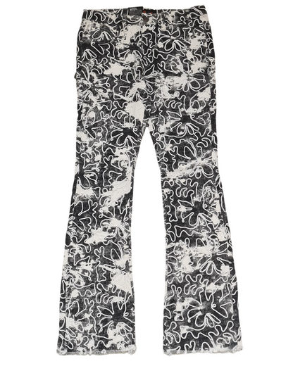 Paisley Discharging Print Jeans