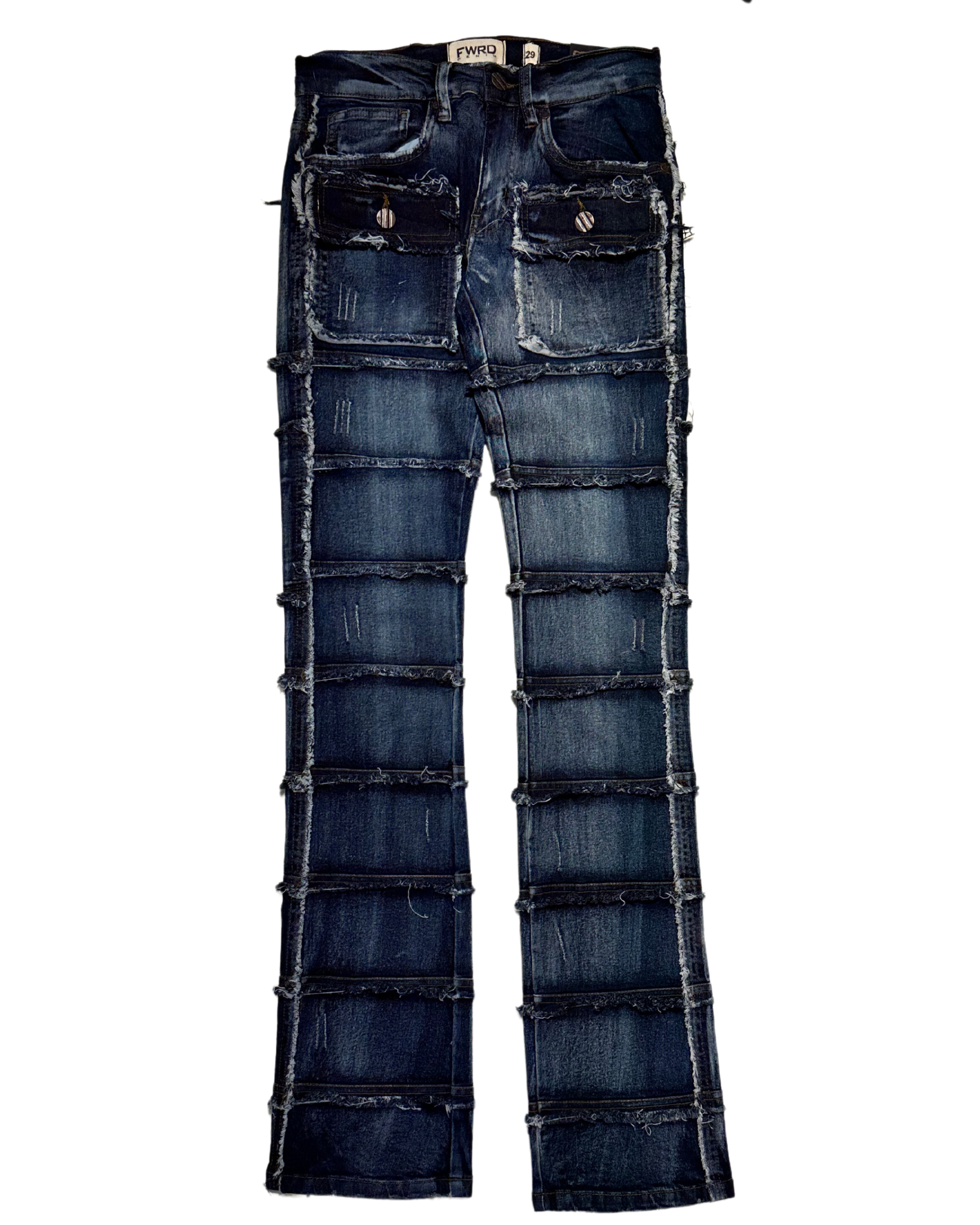 Patchwork Stacked Jeans 33958