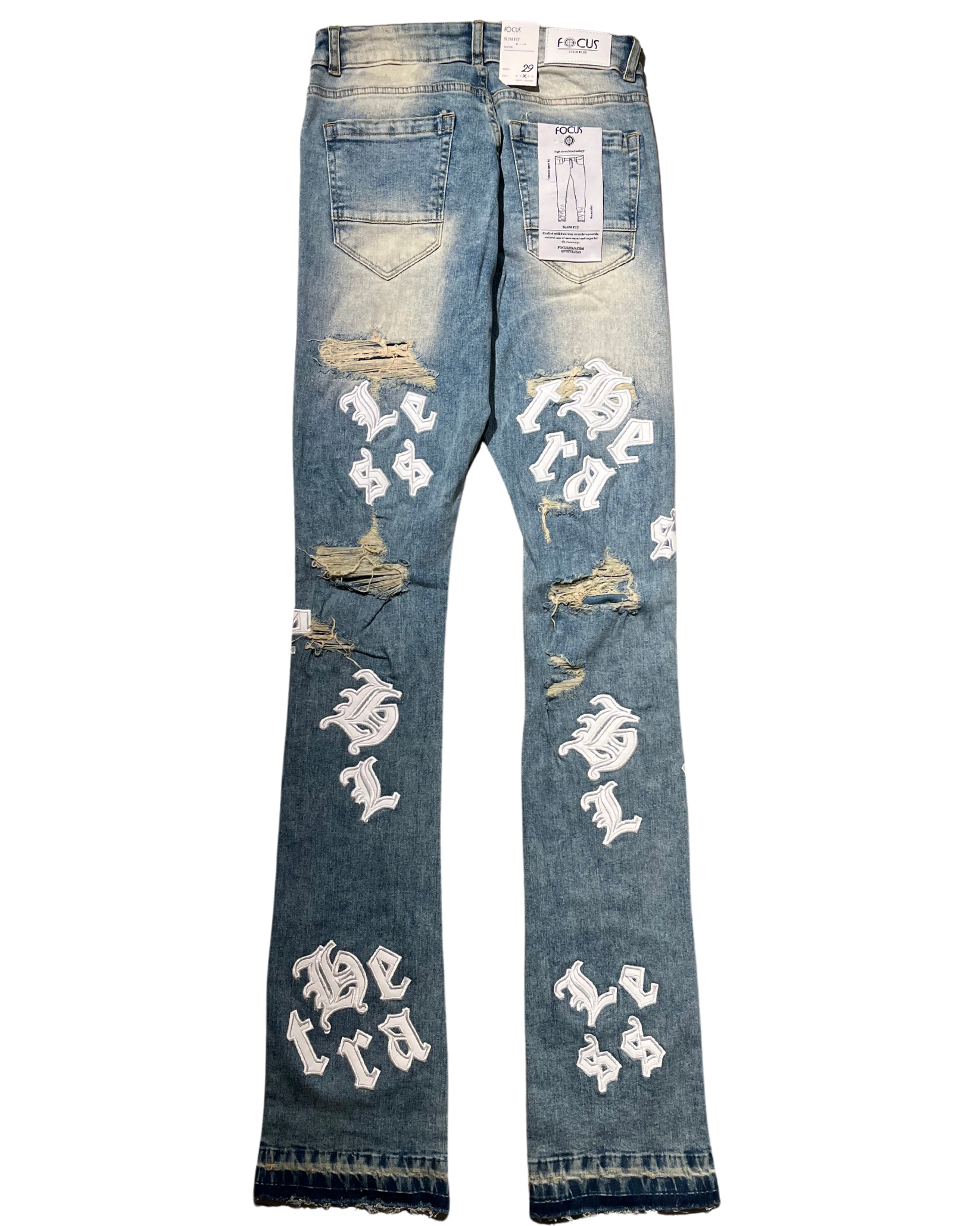 Heartless Lettering Stacked Jeans 5241