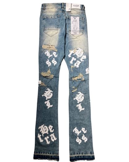 Heartless Lettering Stacked Jeans 5241