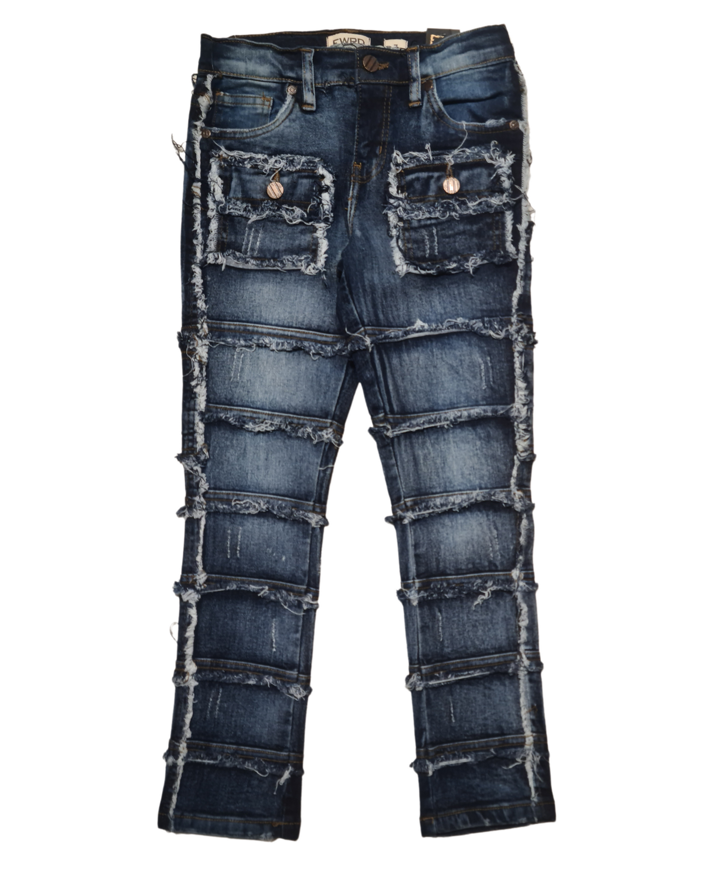 Kids Patchwork Stacked Jeans 33958K