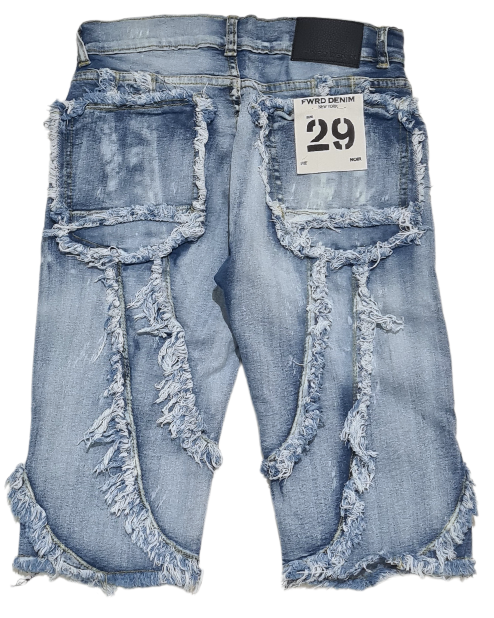 Wavy Patchwork Denim Shorts 22924