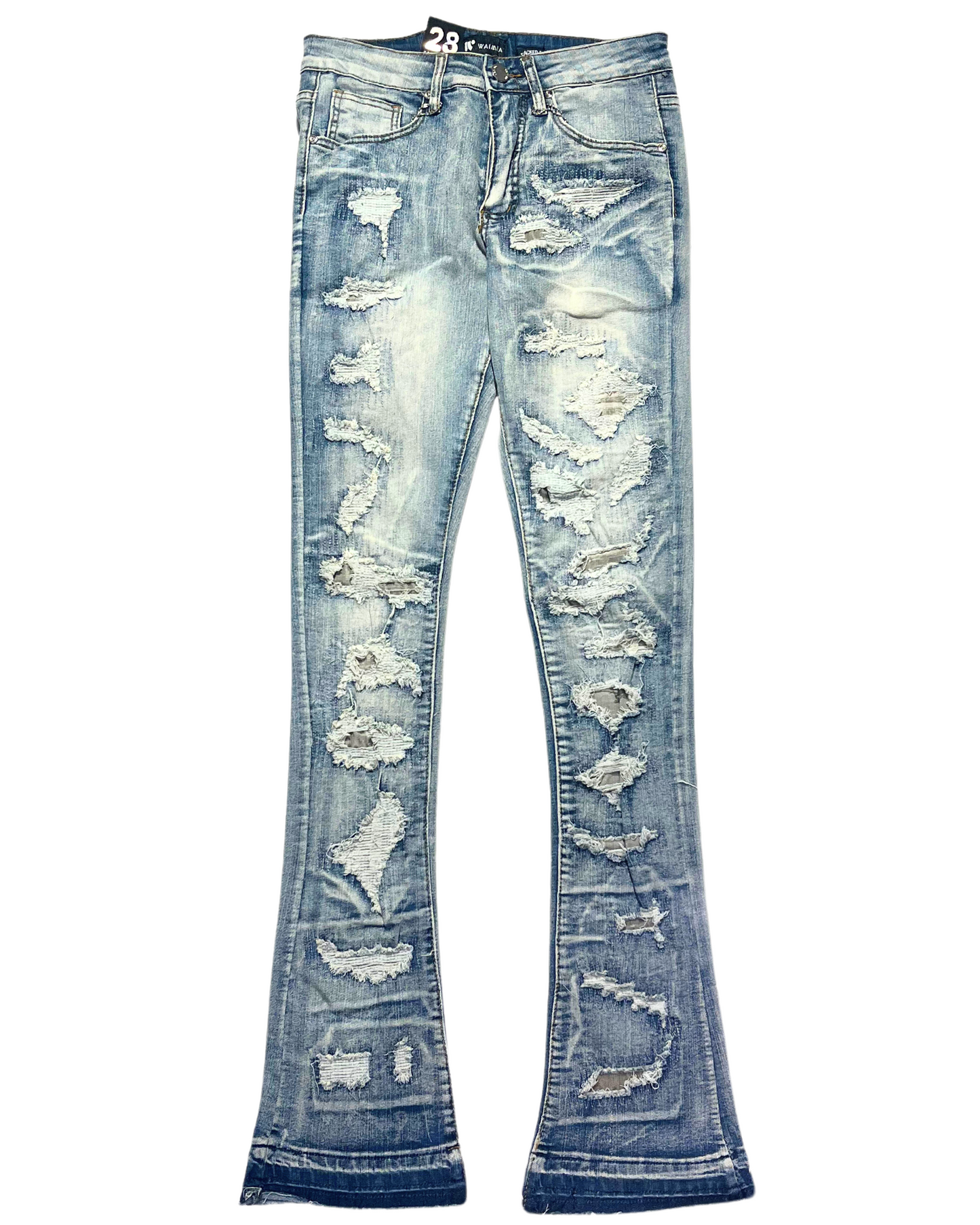 Rip and Repaired Stacked Jeans 5813D