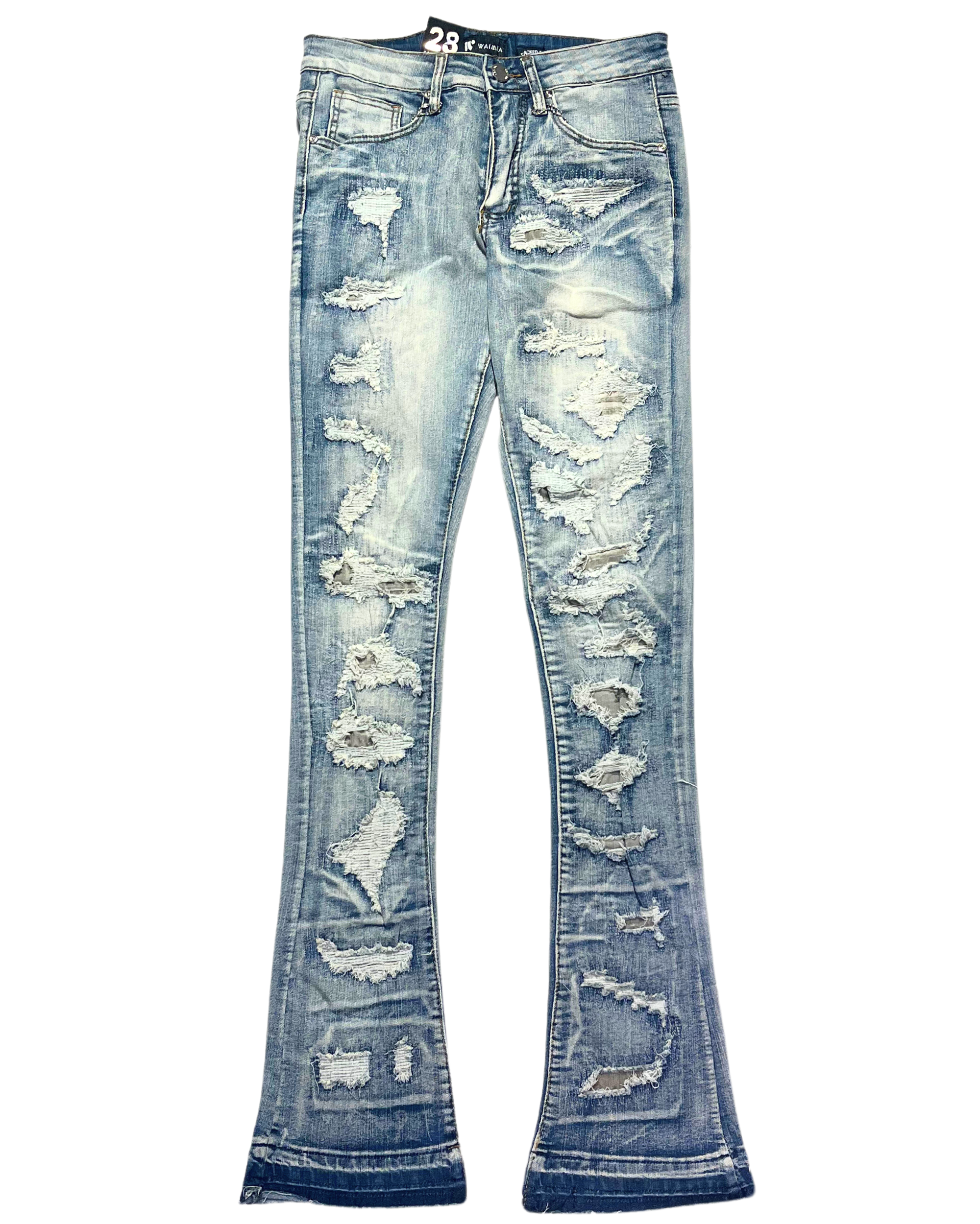 Rip and Repaired Stacked Jeans 5813D