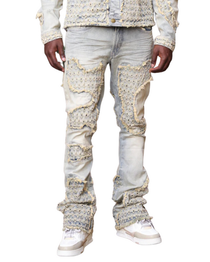 Tattered Denim Stacked Jeans