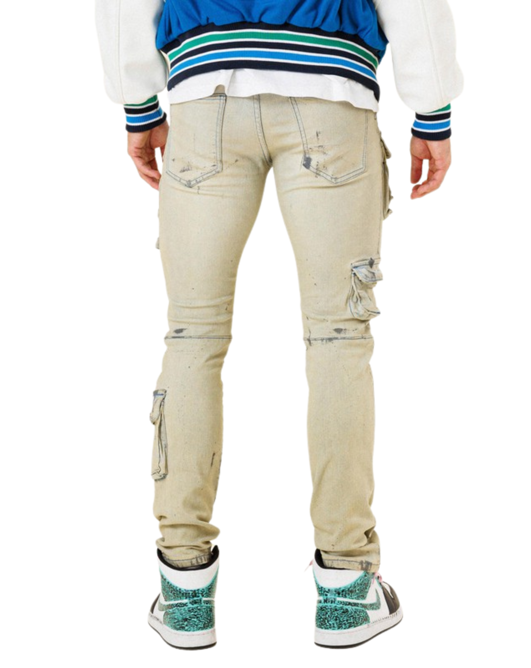 Multi Cargo Pocket Slim Fit Denim Pants