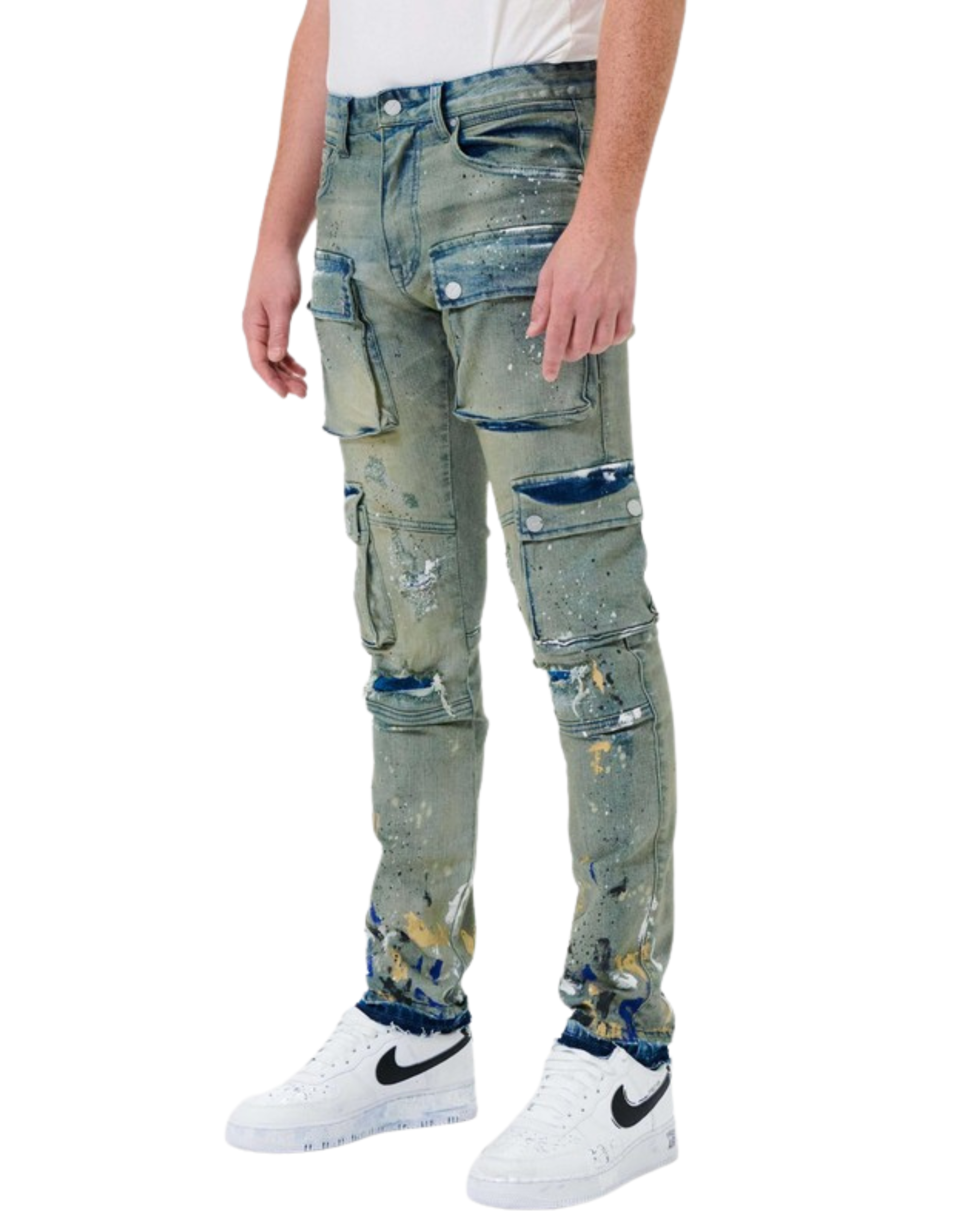 Multi Cargo Slim Straight Denim